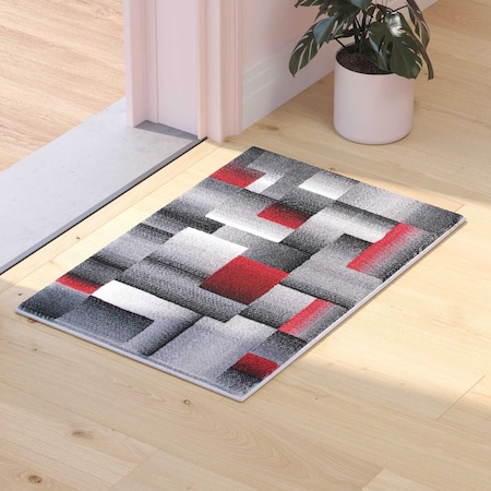 Flash Furniture Red 2' x 3' Modern Color Blocked Area Rug ACD-RGTRZ861-23-RD-GG